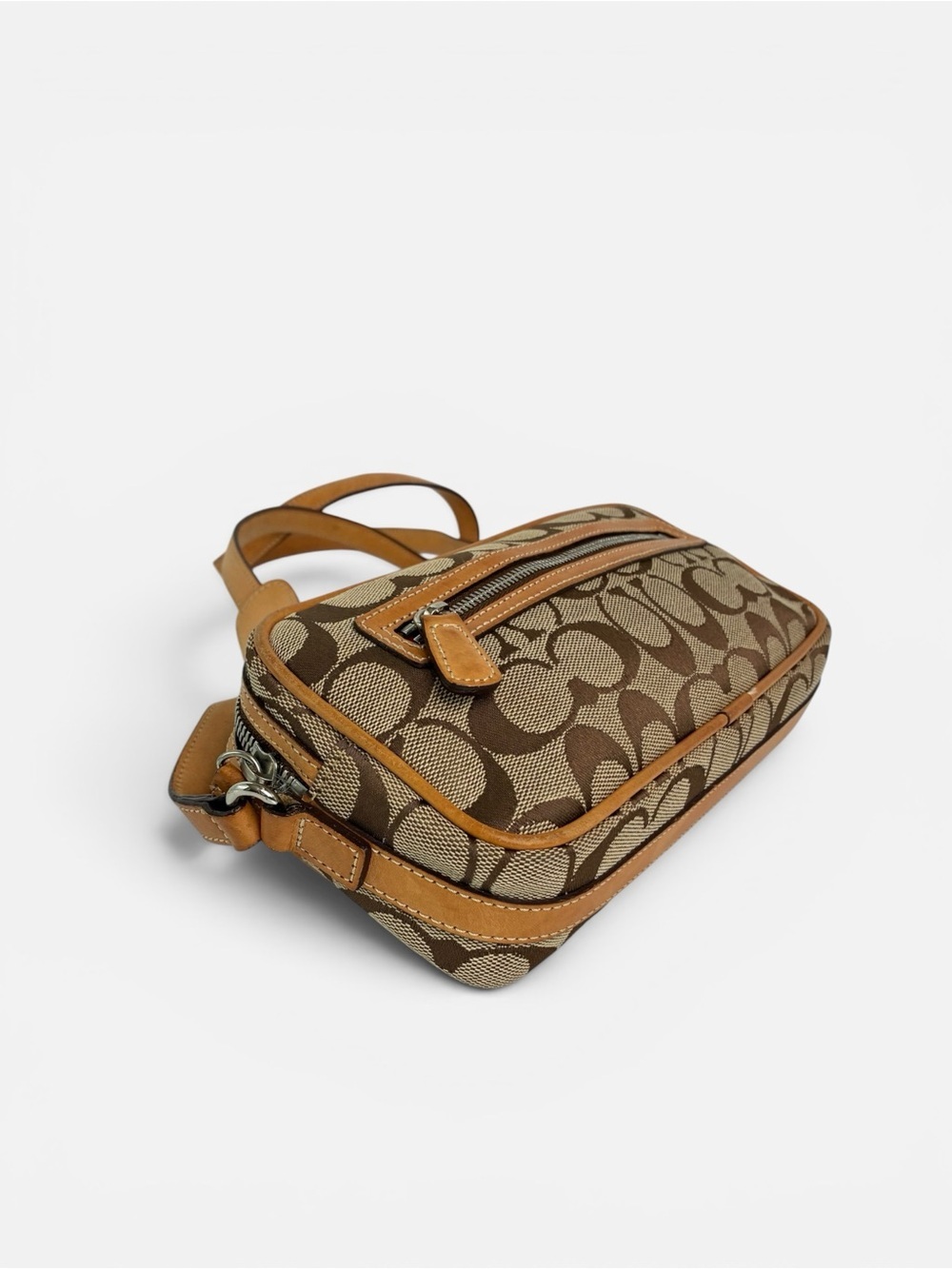 Coach Brown Signature Canvas Crossbody with Tan Leather Trim - Picture 7 of 9